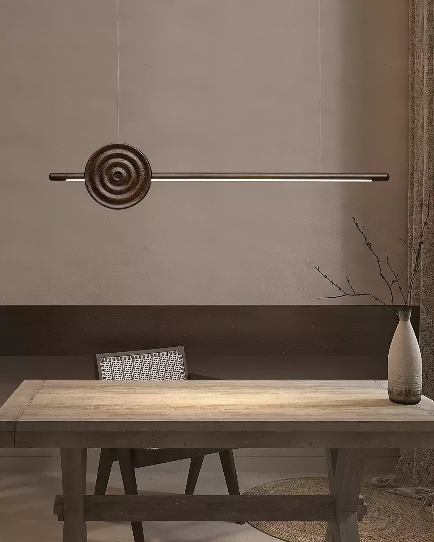 Erhu Wood Chandelier - Elegant Design with Adjustable Brightness
