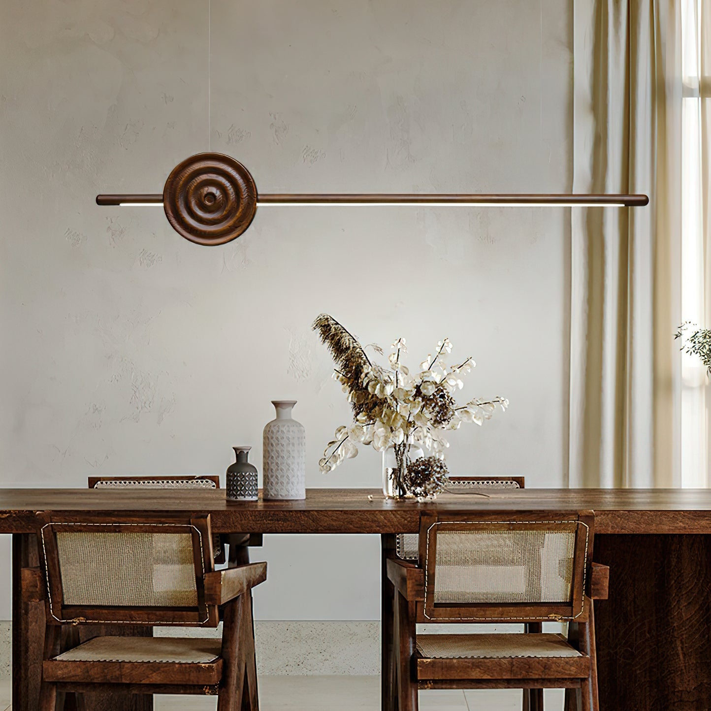 Erhu Wood Chandelier - Elegant Design with Adjustable Brightness