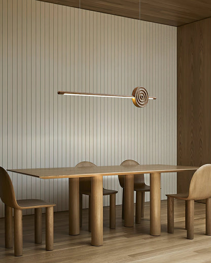 Erhu Wood Chandelier - Elegant Design with Adjustable Brightness