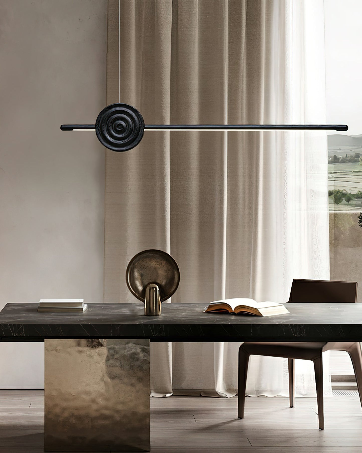 Erhu Wood Chandelier - Elegant Design with Adjustable Brightness