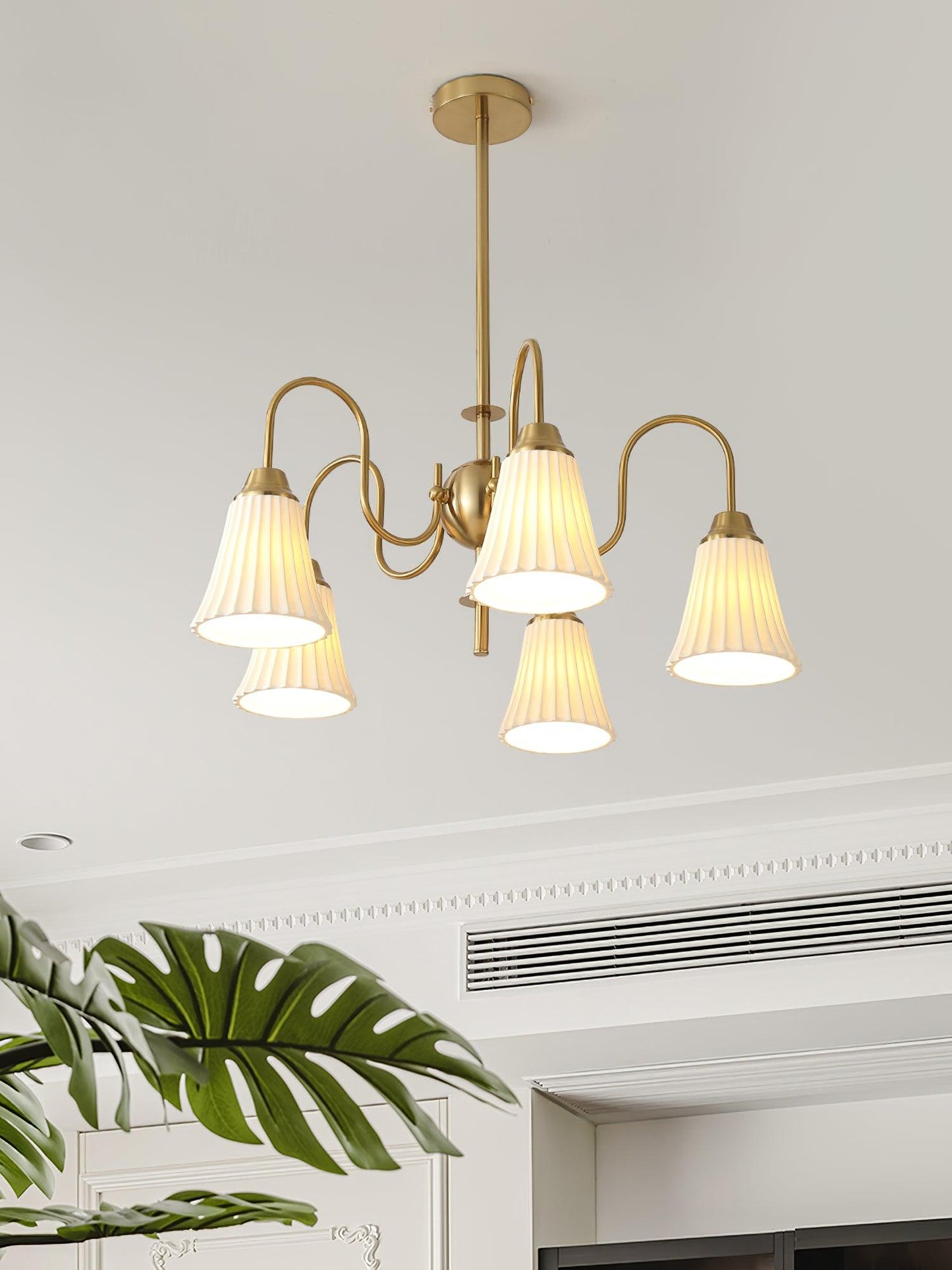 Esther Crystal Chandelier - Elegant Lighting with Adjustable Height &