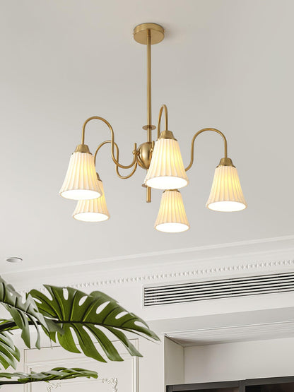Esther Crystal Chandelier - Elegant Lighting with Adjustable Height &