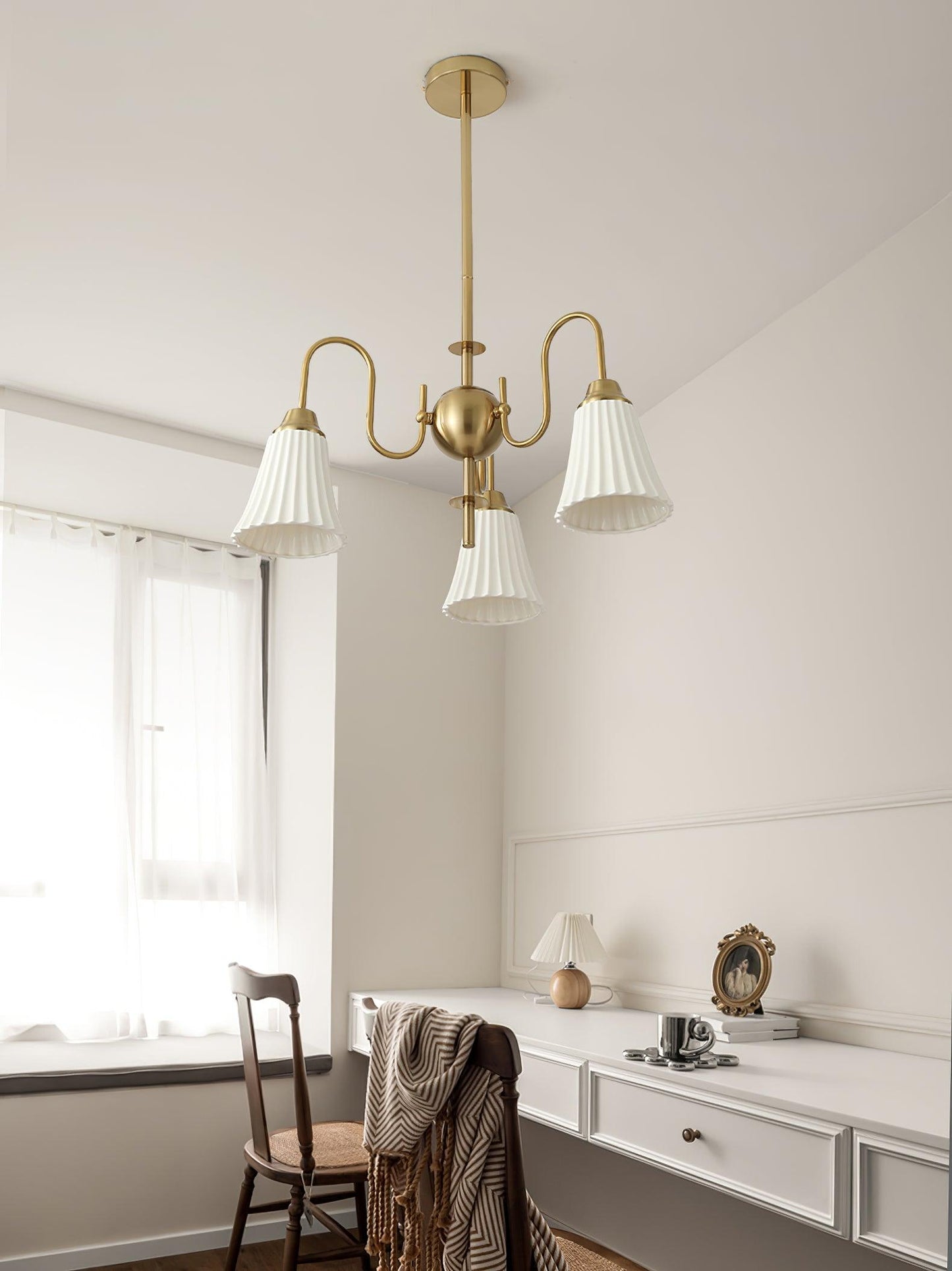 Esther Crystal Chandelier - Elegant Lighting with Adjustable Height &