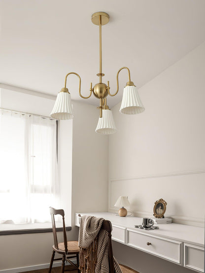 Esther Crystal Chandelier - Elegant Lighting with Adjustable Height &