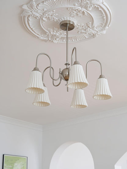 Esther Crystal Chandelier - Elegant Lighting with Adjustable Height &