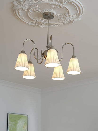 Esther Crystal Chandelier - Elegant Lighting with Adjustable Height &