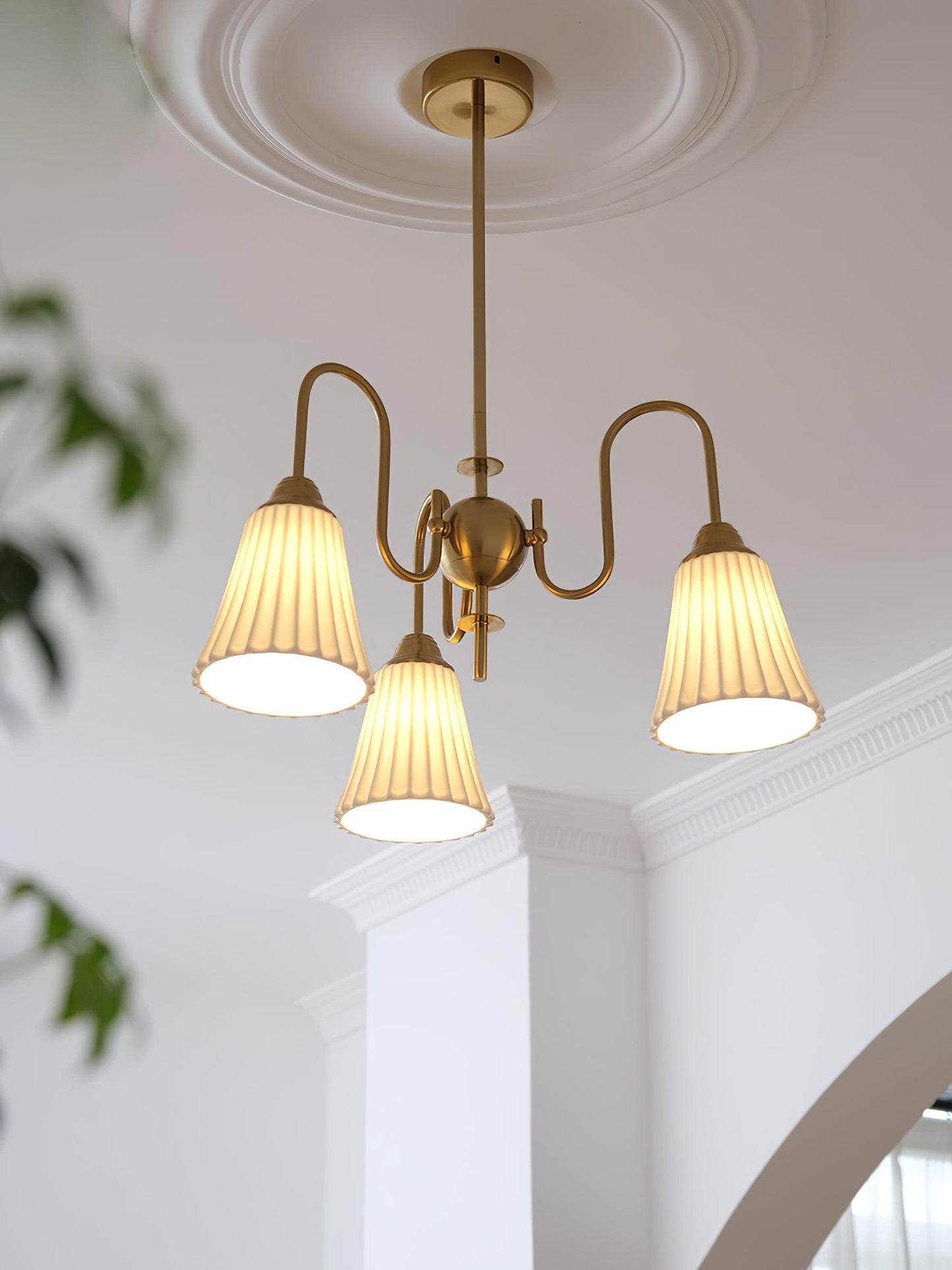 Esther Crystal Chandelier - Elegant Lighting with Adjustable Height &