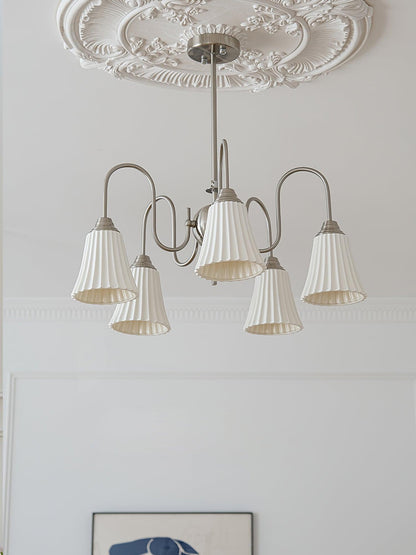 Esther Crystal Chandelier - Elegant Lighting with Adjustable Height &