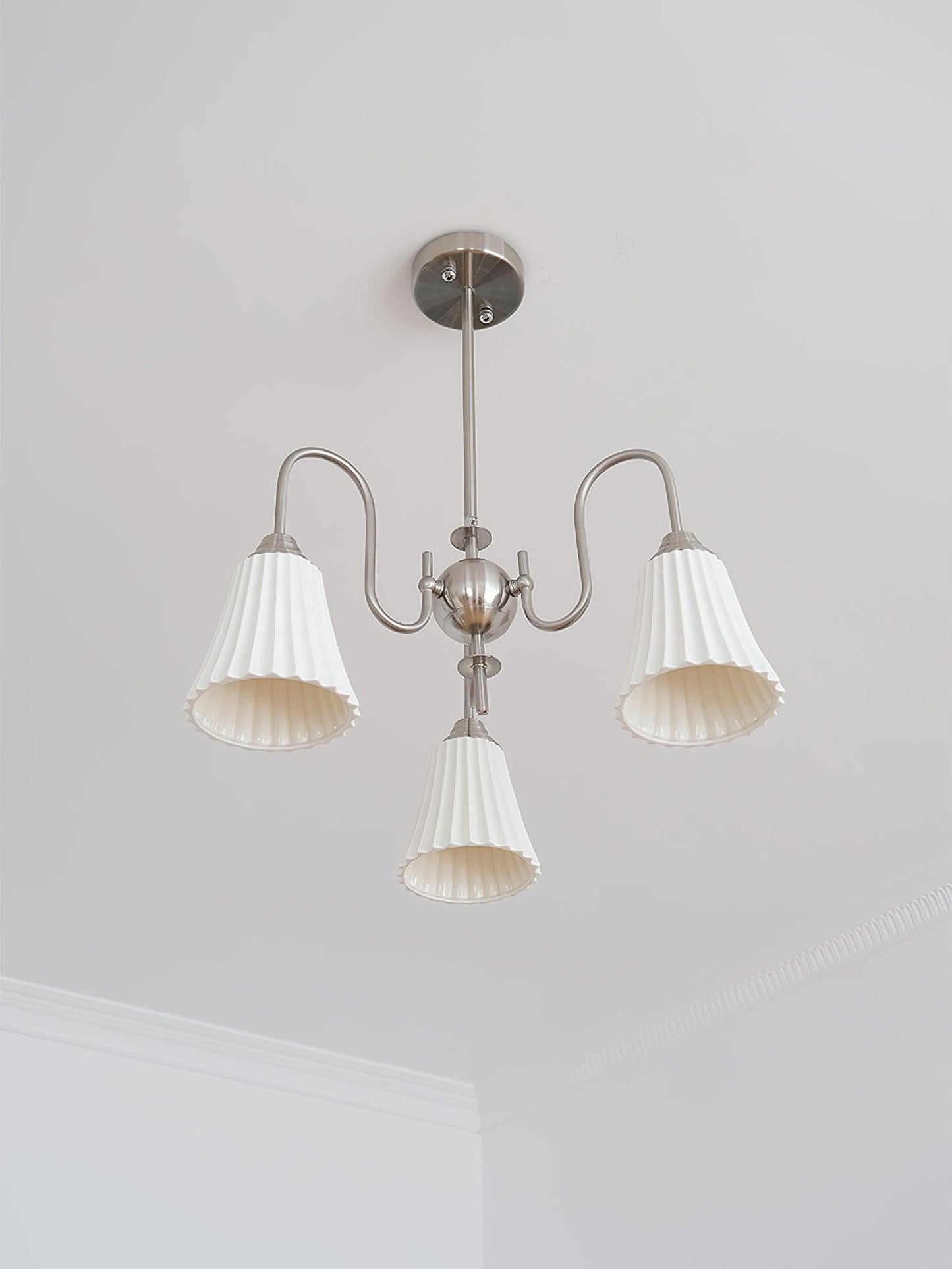 Esther Crystal Chandelier - Elegant Lighting with Adjustable Height &