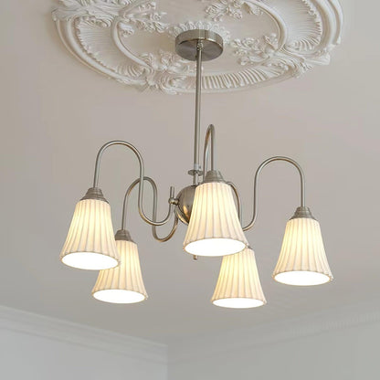 Esther Crystal Chandelier - Elegant Lighting with Adjustable Height &