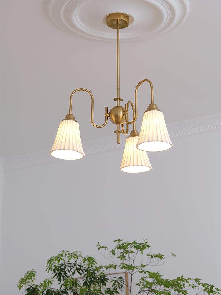 Esther Crystal Chandelier - Elegant Lighting with Adjustable Height &