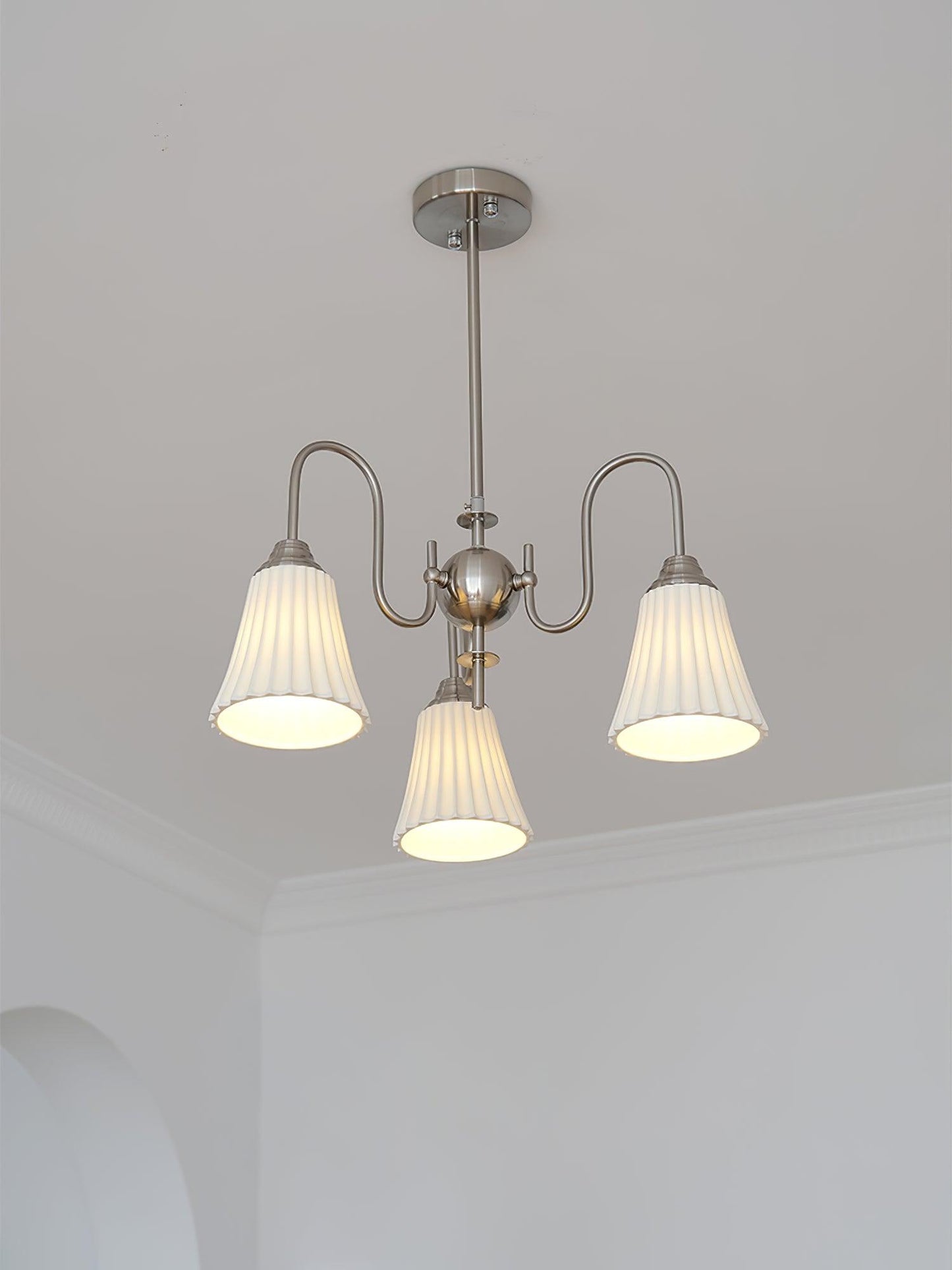 Esther Crystal Chandelier - Elegant Lighting with Adjustable Height &