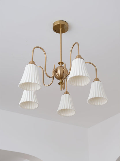 Esther Crystal Chandelier - Elegant Lighting with Adjustable Height &