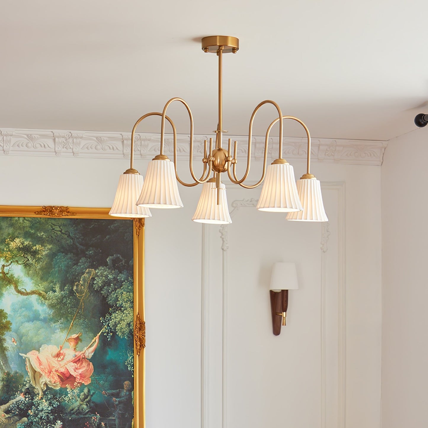 Esther Crystal Chandelier - Elegant Lighting with Adjustable Height &
