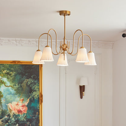 Esther Crystal Chandelier - Elegant Lighting with Adjustable Height &