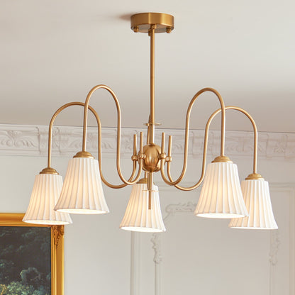 Esther Crystal Chandelier - Elegant Lighting with Adjustable Height &