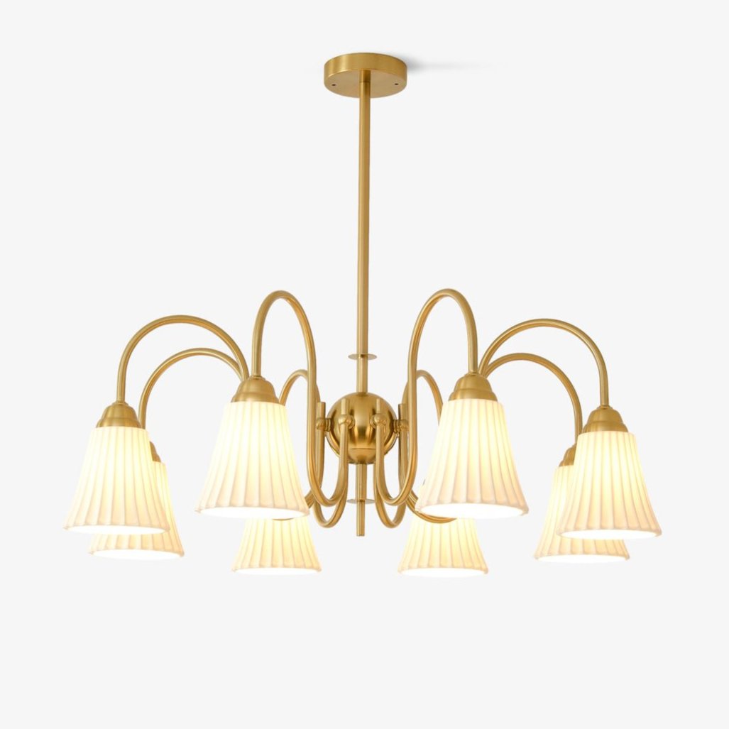 Esther Crystal Chandelier - Elegant Lighting with Adjustable Height &