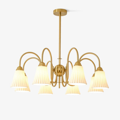 Esther Crystal Chandelier - Elegant Lighting with Adjustable Height &