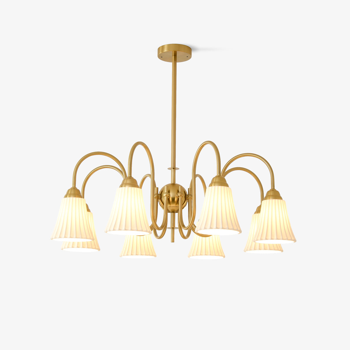 Esther Crystal Chandelier - Elegant Lighting with Adjustable Height &