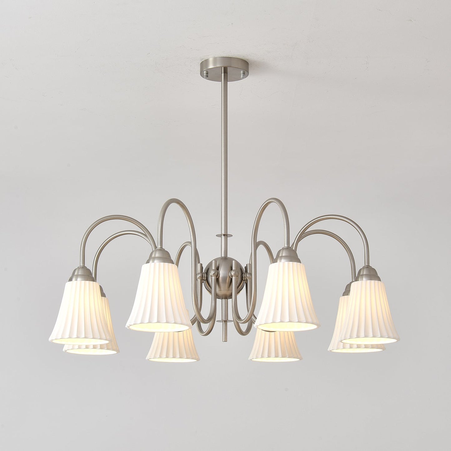 Esther Crystal Chandelier - Elegant Lighting with Adjustable Height &
