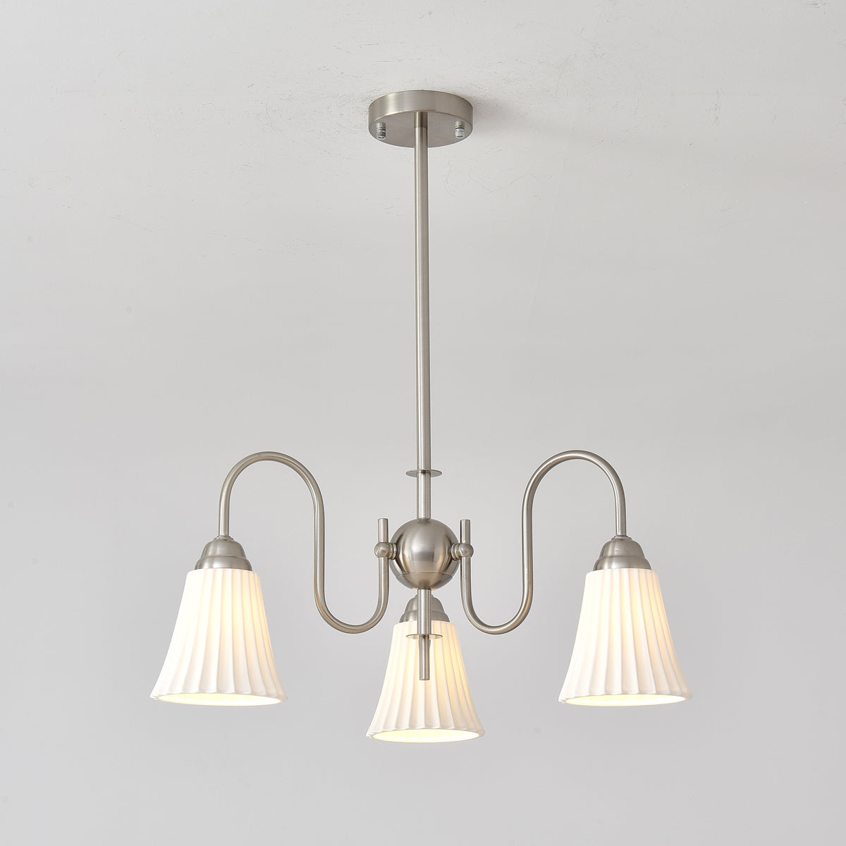 Esther Crystal Chandelier - Elegant Lighting with Adjustable Height &