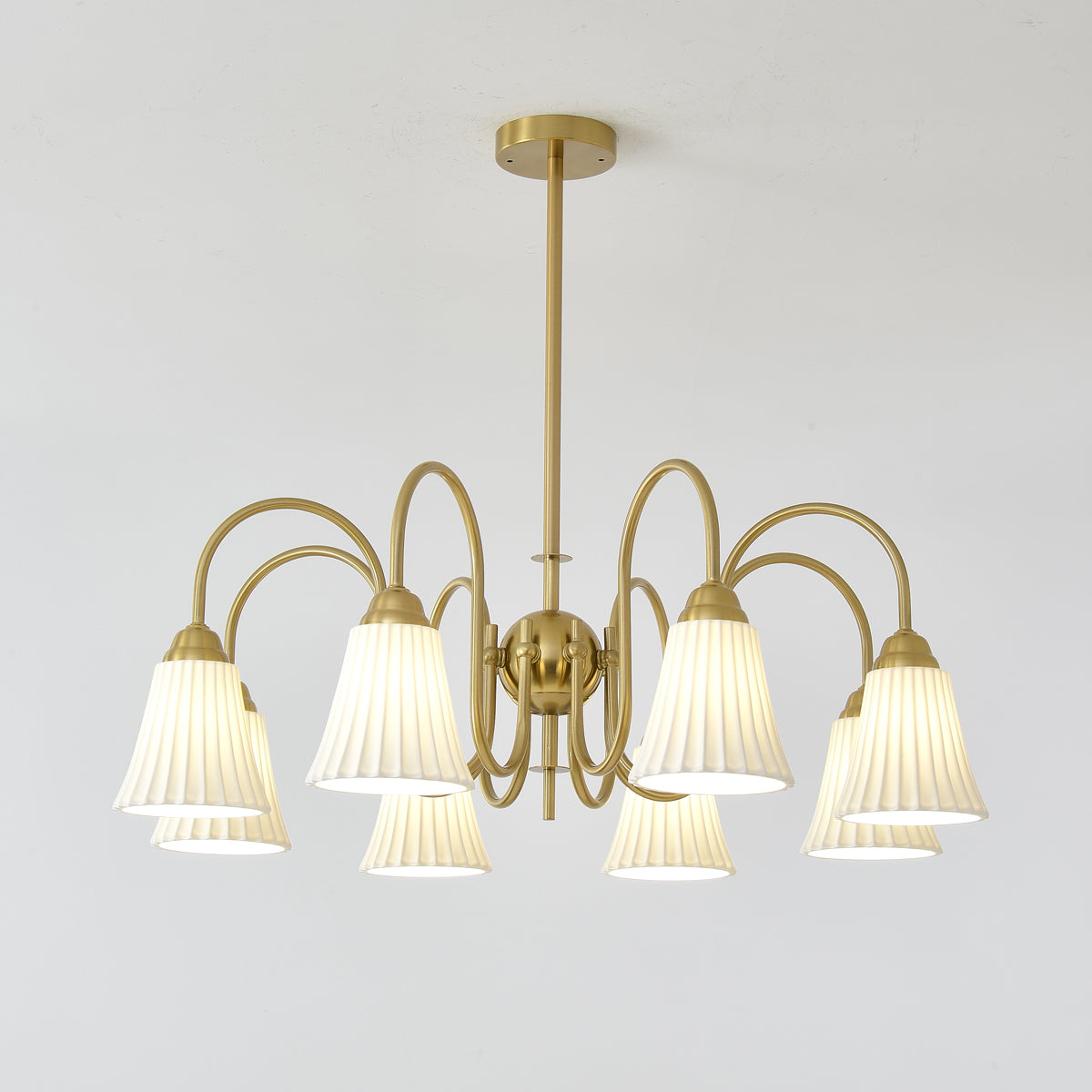 Esther Crystal Chandelier - Elegant Lighting with Adjustable Height &