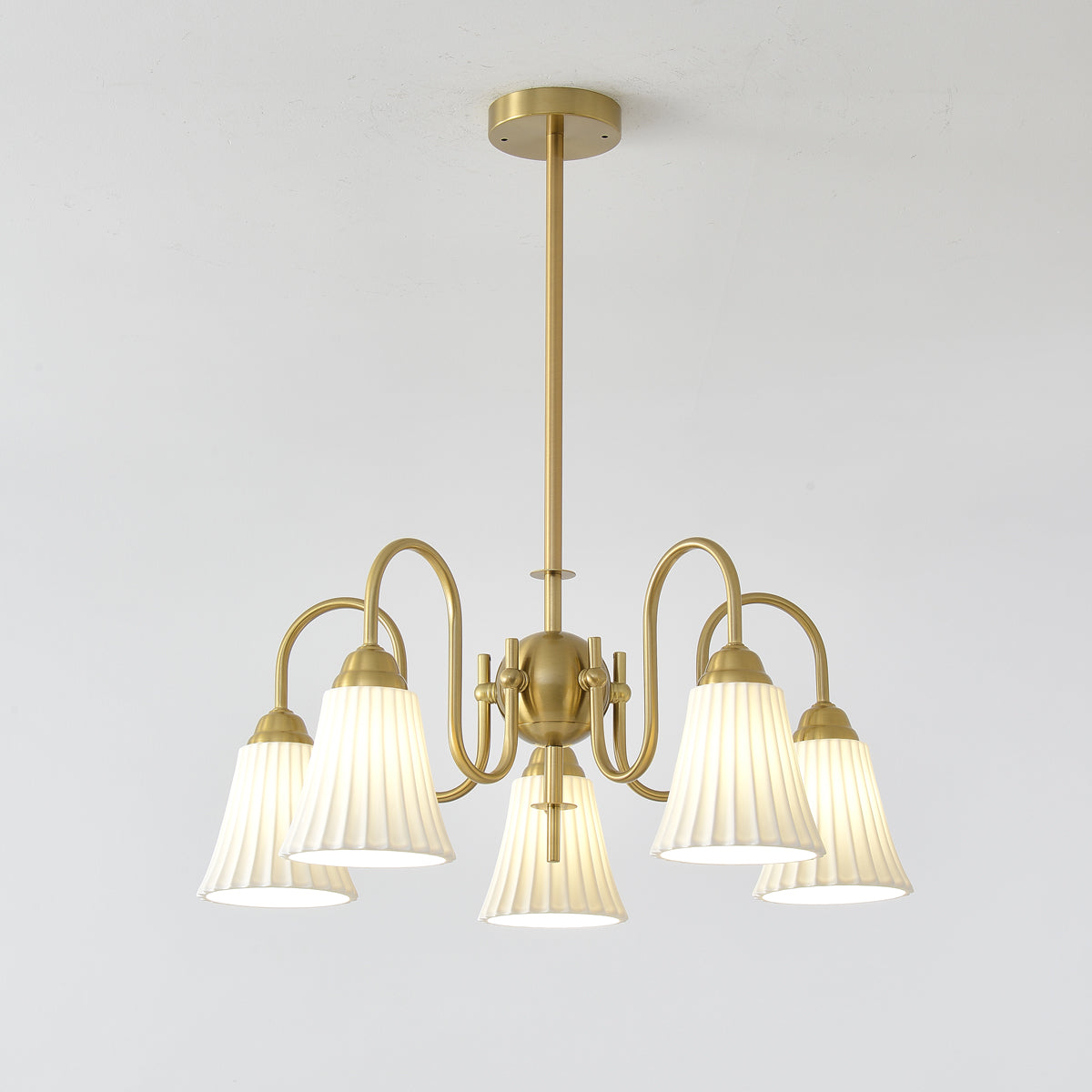 Esther Crystal Chandelier - Elegant Lighting with Adjustable Height &