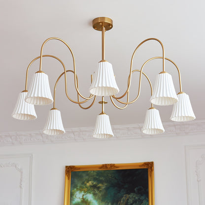 Esther Crystal Chandelier - Elegant Lighting with Adjustable Height &