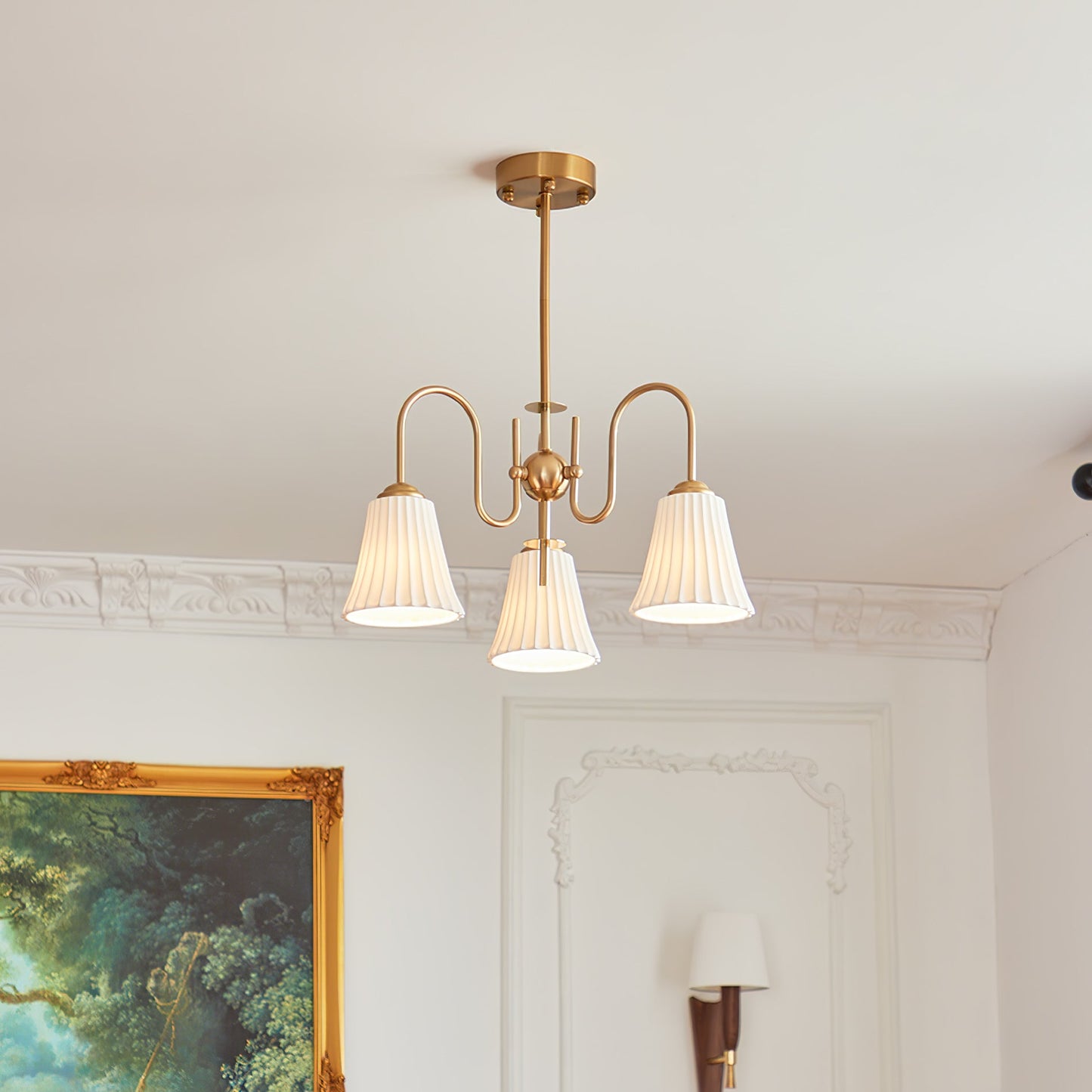 Esther Crystal Chandelier - Elegant Lighting with Adjustable Height &
