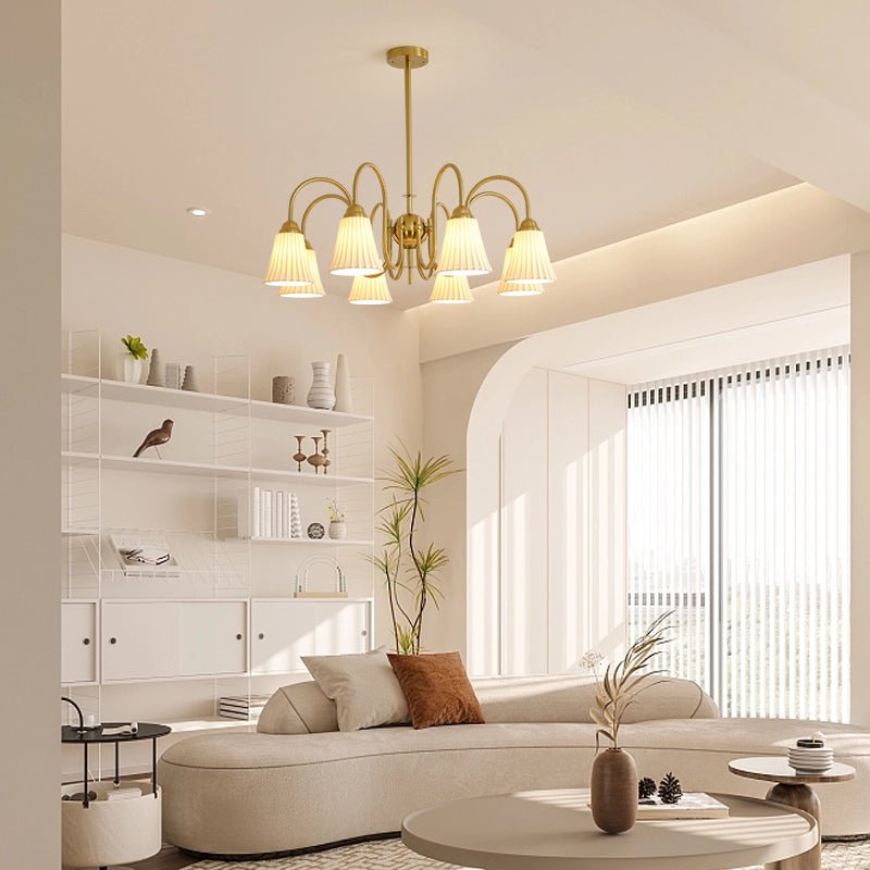 Esther Crystal Chandelier - Elegant Lighting with Adjustable Height &