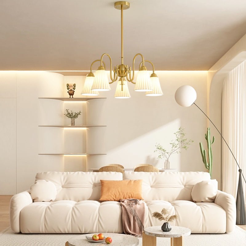Esther Crystal Chandelier - Elegant Lighting with Adjustable Height &