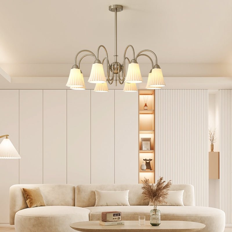Esther Crystal Chandelier - Elegant Lighting with Adjustable Height &