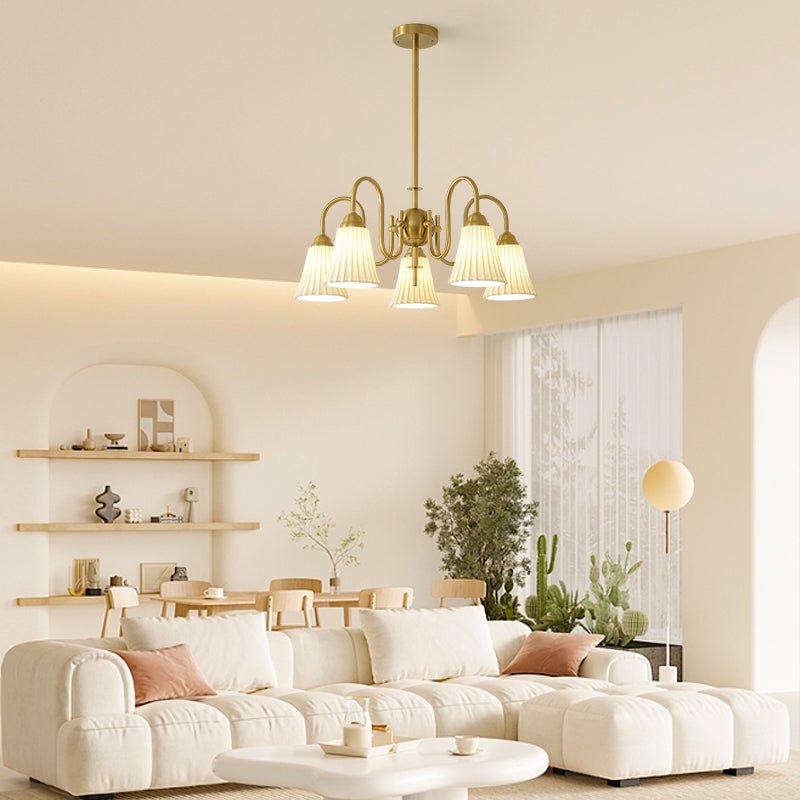 Esther Crystal Chandelier - Elegant Lighting with Adjustable Height &