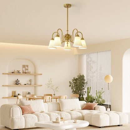 Esther Crystal Chandelier - Elegant Lighting with Adjustable Height &