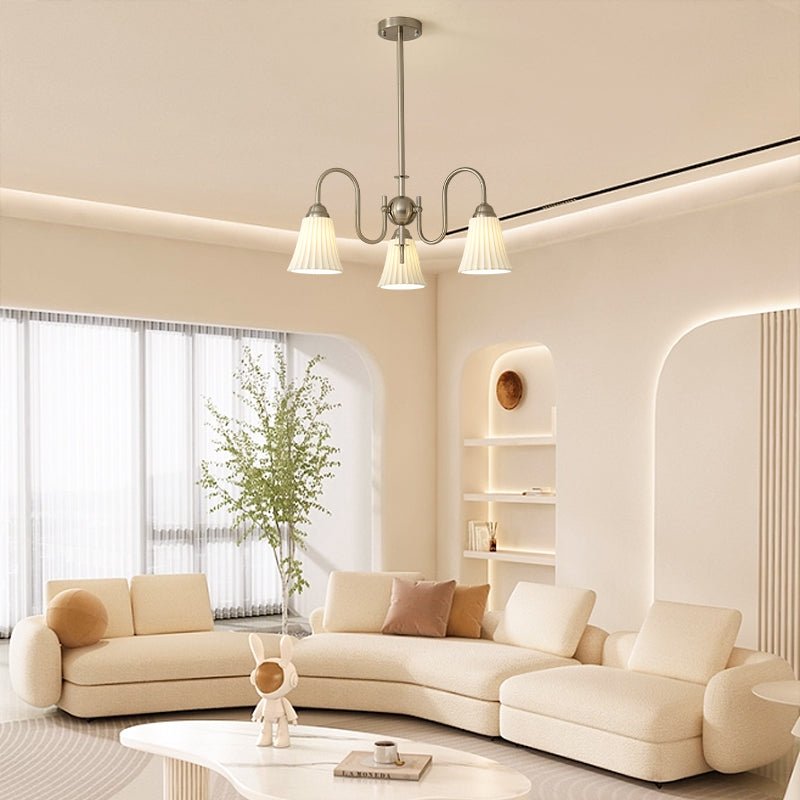 Esther Crystal Chandelier - Elegant Lighting with Adjustable Height &