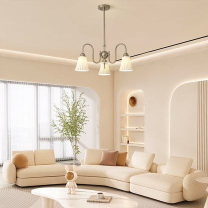 Esther Crystal Chandelier - Elegant Lighting with Adjustable Height &