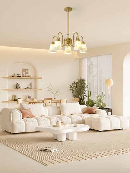 Esther Crystal Chandelier - Elegant Lighting with Adjustable Height &