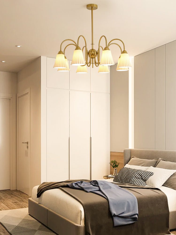 Esther Crystal Chandelier - Elegant Lighting with Adjustable Height &