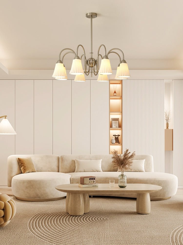 Esther Crystal Chandelier - Elegant Lighting with Adjustable Height &