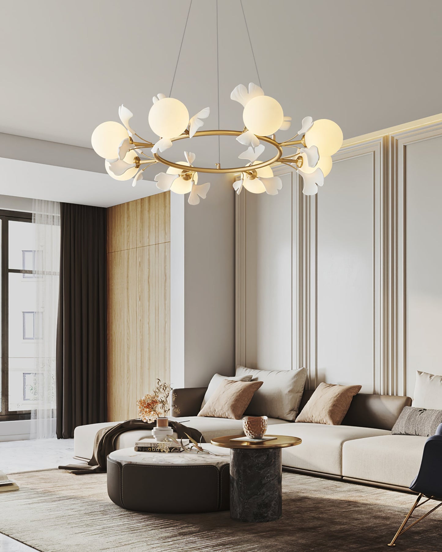 Gingko Orb Chandelier - Modern Design with Adjustable Brightness & LED