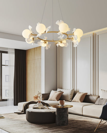 Gingko Orb Chandelier - Modern Design with Adjustable Brightness & LED