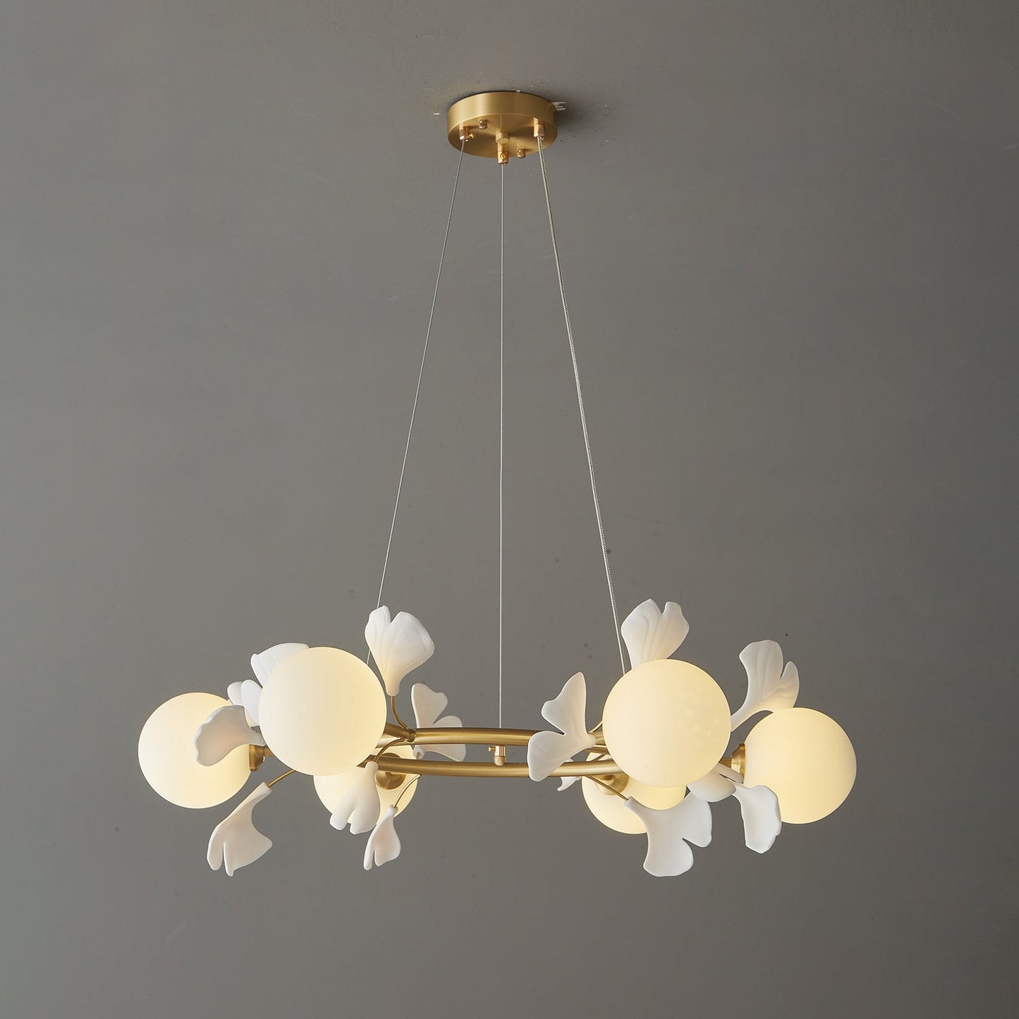 Gingko Orb Chandelier - Modern Design with Adjustable Brightness & LED