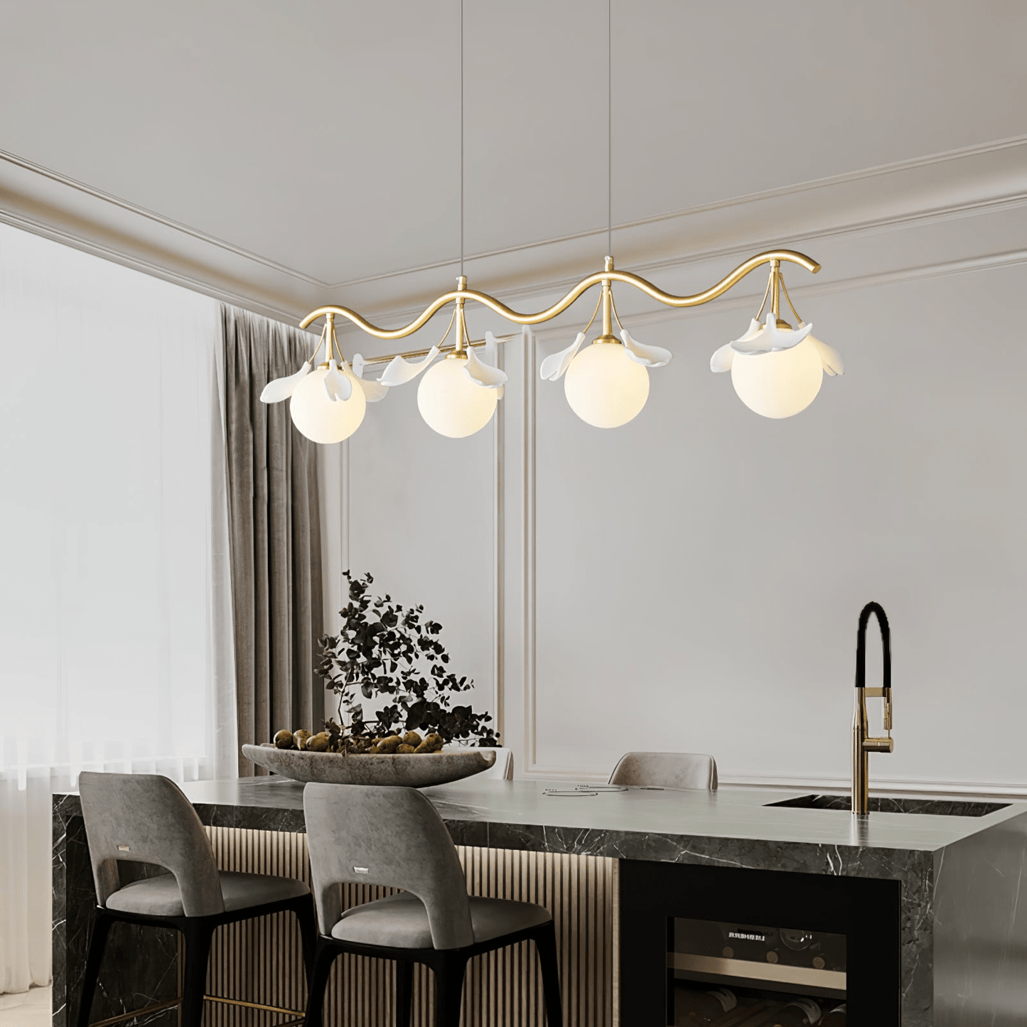 Gingko Orb Chandelier - Modern Design with Adjustable Brightness & LED