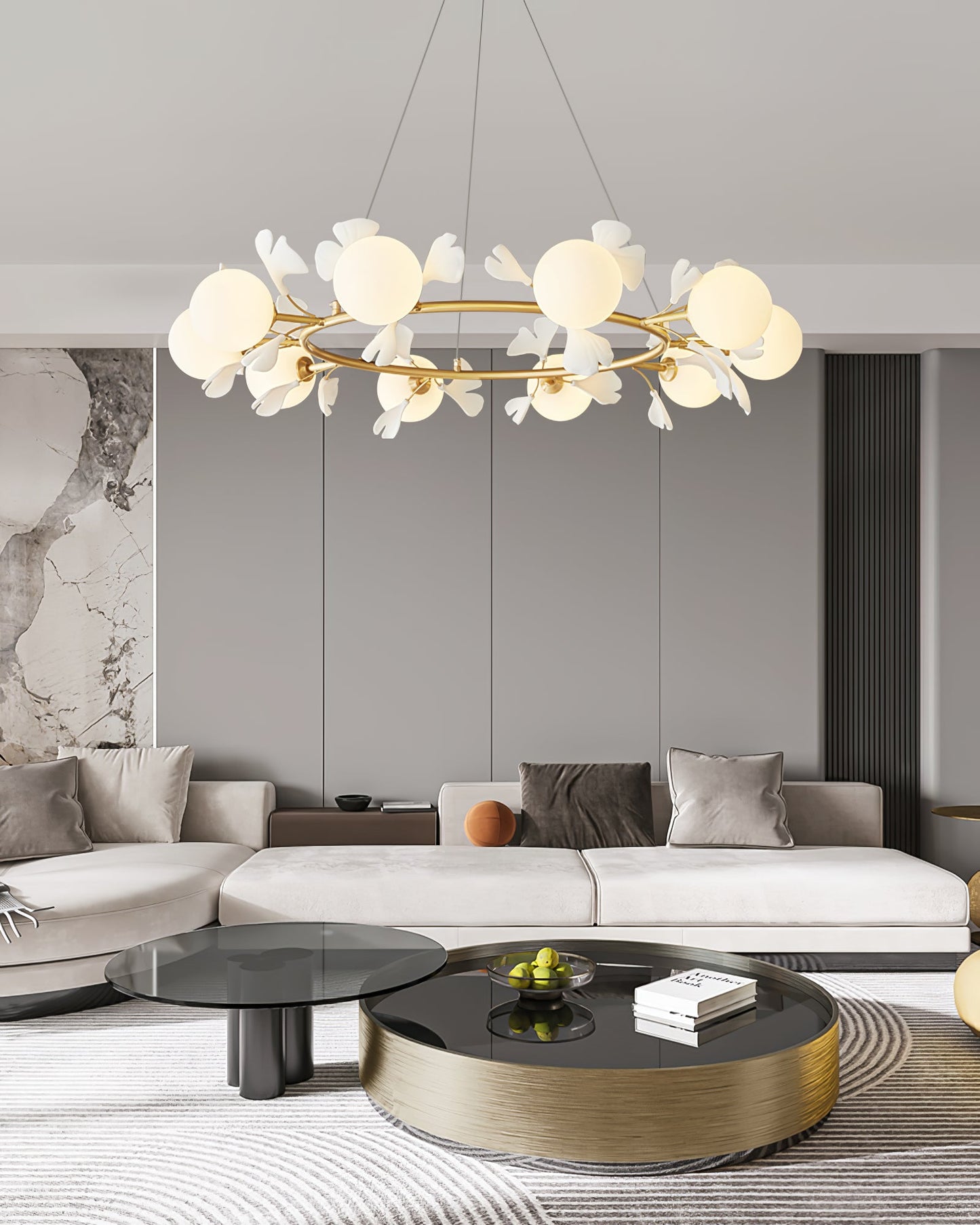 Gingko Orb Chandelier - Modern Design with Adjustable Brightness & LED