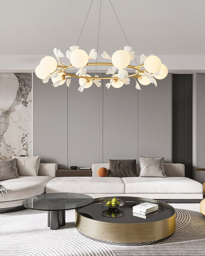 Gingko Orb Chandelier - Modern Design with Adjustable Brightness & LED