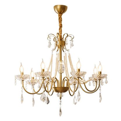 Evaria Crystal Pearl Chandelier - Elegant Design with Adjustable Heigh