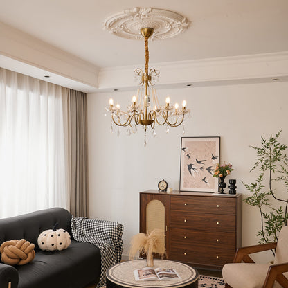 Evaria Crystal Pearl Chandelier - Elegant Design with Adjustable Heigh