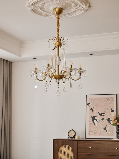 Evaria Crystal Pearl Chandelier - Elegant Design with Adjustable Heigh
