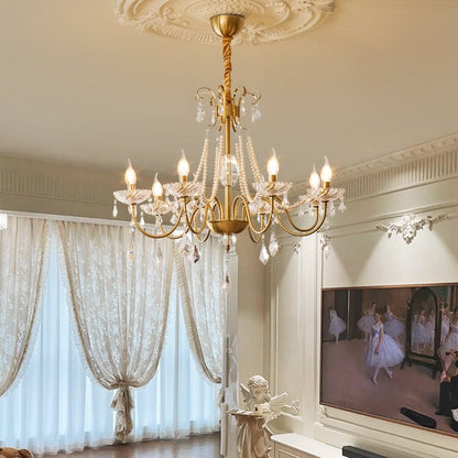 Evaria Crystal Pearl Chandelier - Elegant Design with Adjustable Heigh