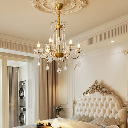 Evaria Crystal Pearl Chandelier - Elegant Design with Adjustable Heigh